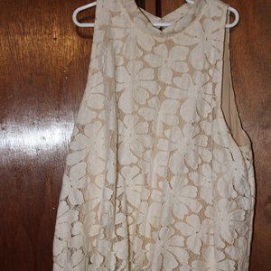 francesca's white mock neck lace blouse.